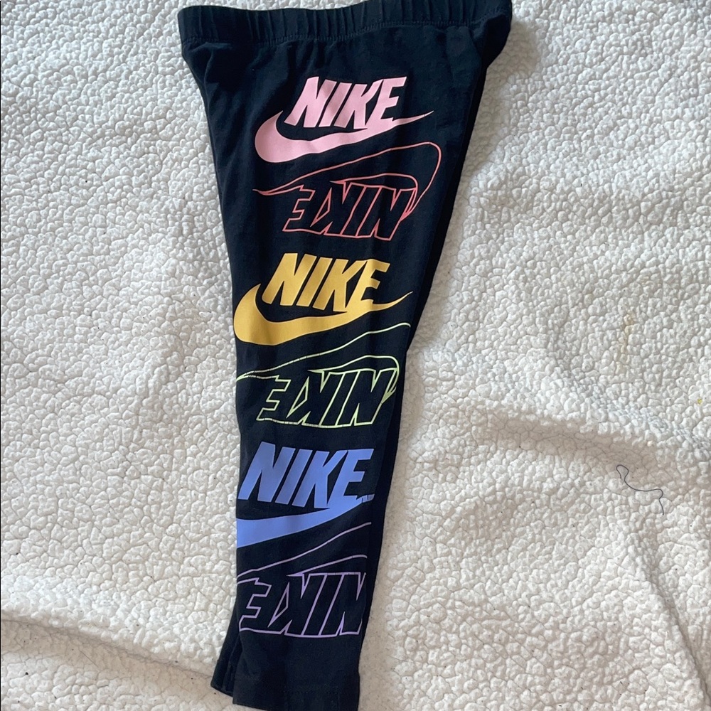 Nike Kids' Black Leggings with Colorful Logos